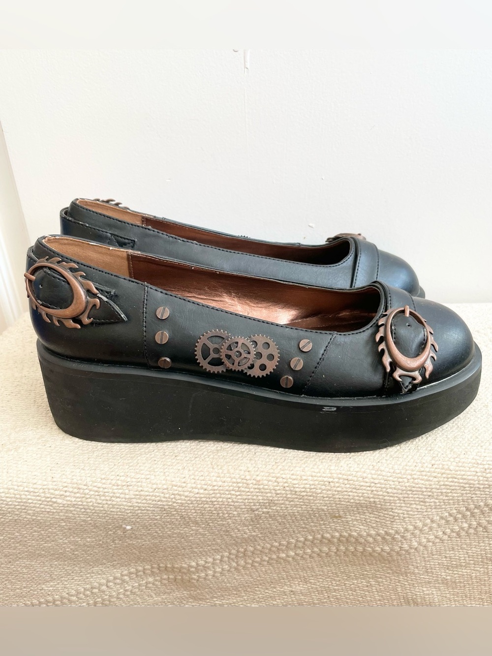 Hades KITTYHAWK BLACK PLATFORMS Steampunk Size 10 Leather